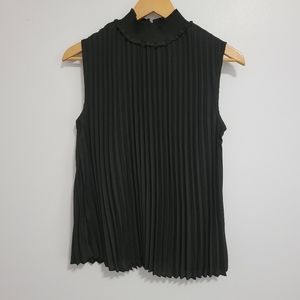 Accordion pleat mockneck top